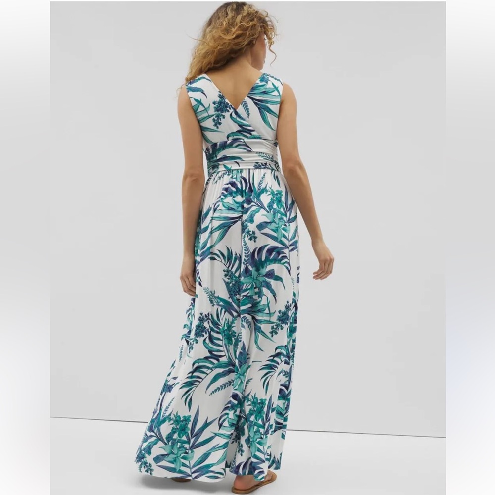 NEW Soma Goddess Tropical Print Maxi Dress in Teal & White size Small - Picture 1 of 10